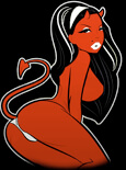 cartoon of hot devil girl topless waitress