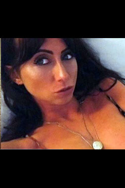 sydney based brunette topless waitress pouting for the camera near sylvania waters